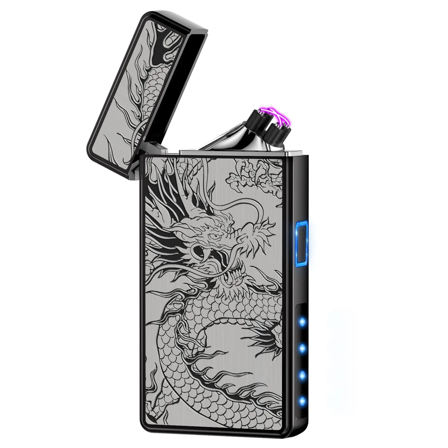 Electric Lighter, USB Rechargeable Plasma Arc Windproof Flameless Electronic Butane Free Mini Lighter for Candles, Fireworks, Outdoor Camping Activities (Black Dragon)